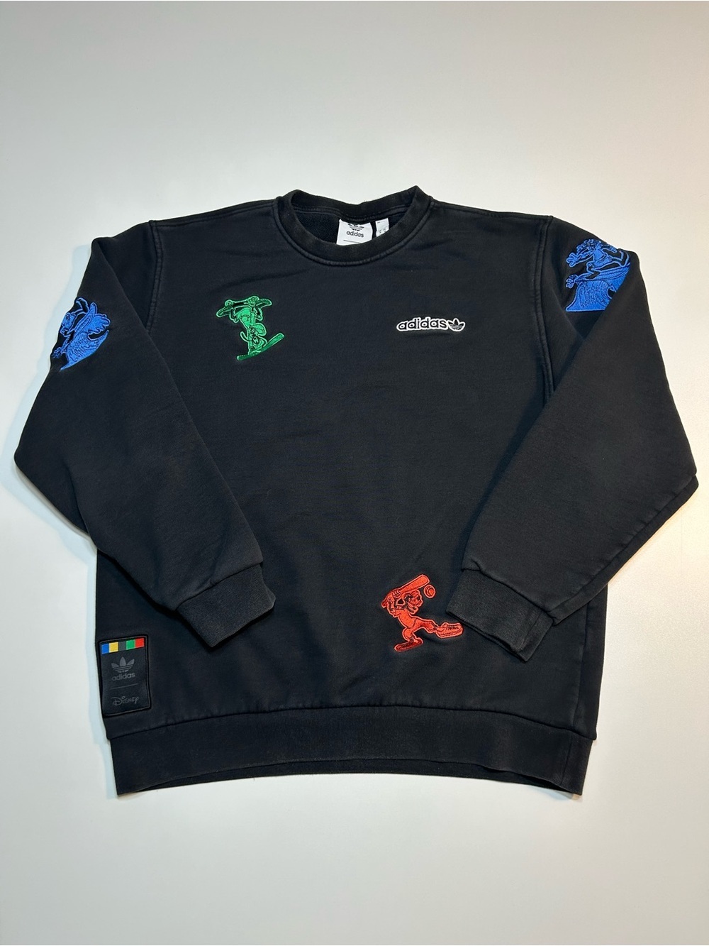 Adidas Originals x Disney Goofy Sport Patches Crewneck Black Sweatshirt